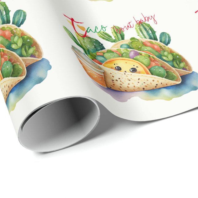 Fiesta Taco 'bout Baby Shower Cute Fun Modern Wrapping Paper (Roll Corner)