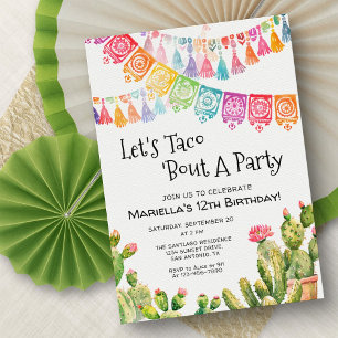 Fiesta Taco Bout Cactus Birthday Invitation