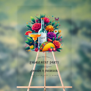 Fiesta Tacos and Tequila Engagement Party Welcome Acrylic Sign