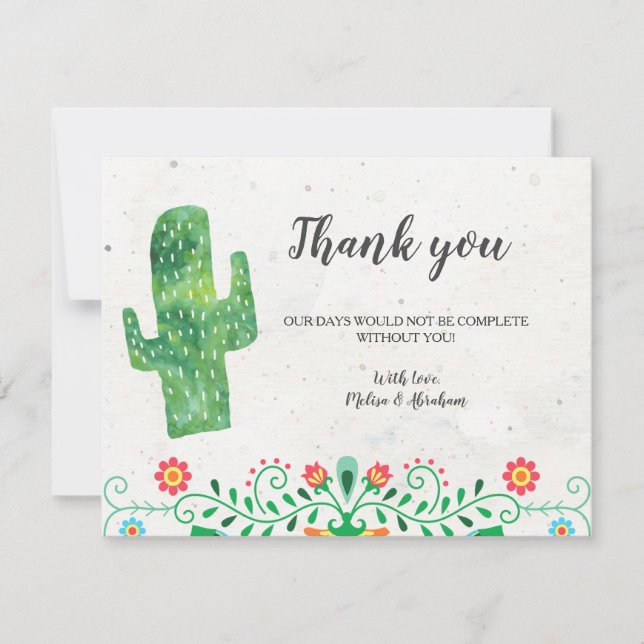 Fiesta Tacos and Tutus Thank You Card (Front)