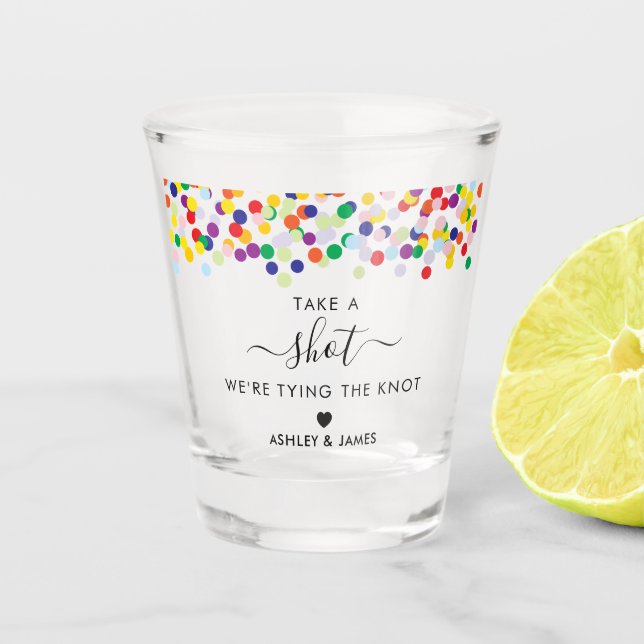 Fiesta Take a Shot We're Tying the Knot Wedding Glass (Front)