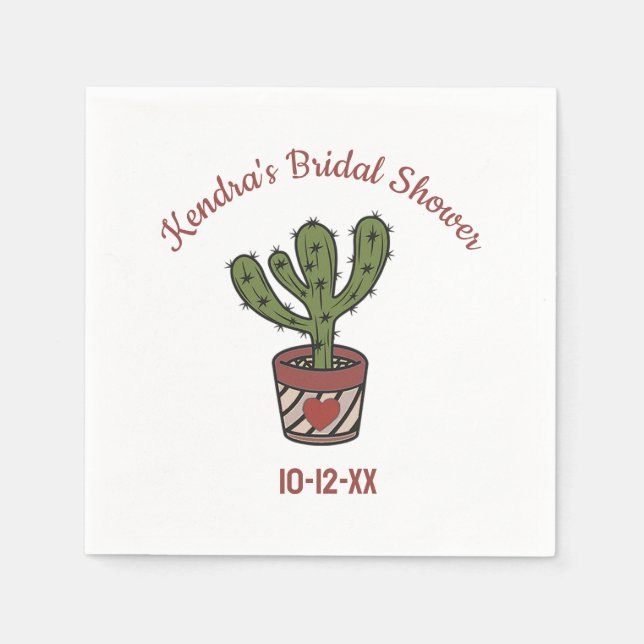Fiesta Theme Bridal Shower Personalized Cactus  Napkin (Front)