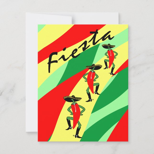 Fiesta Theme Party Invitation Colourful Streamers (Front)