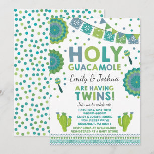 Fiesta Twin Baby Shower Invitation Holy Guacamole