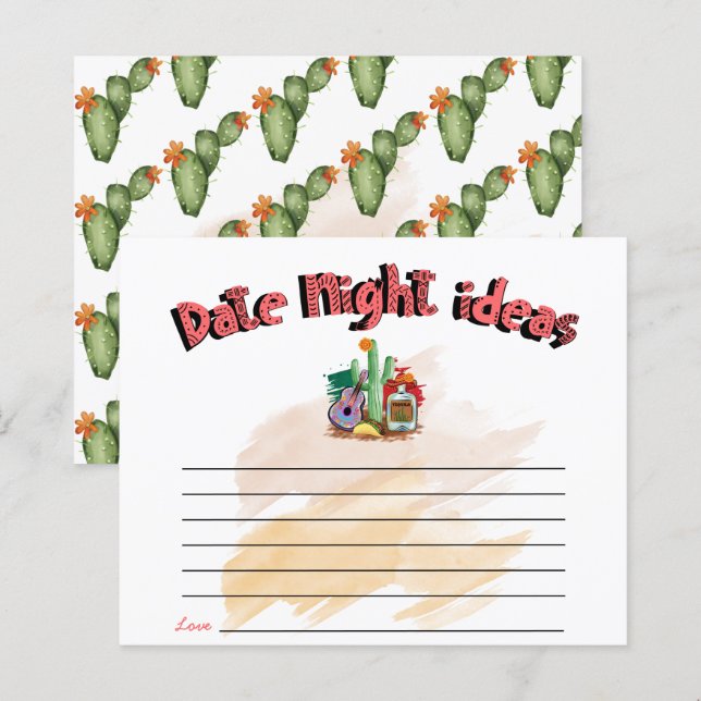 Fiesta | Watercolor Bridal Shower | Date Night (Front/Back)