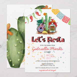 Fiesta   Watercolor Bridal Shower Invitation