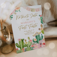Fiesta Watercolor Cactus Mexican 1st Birthday