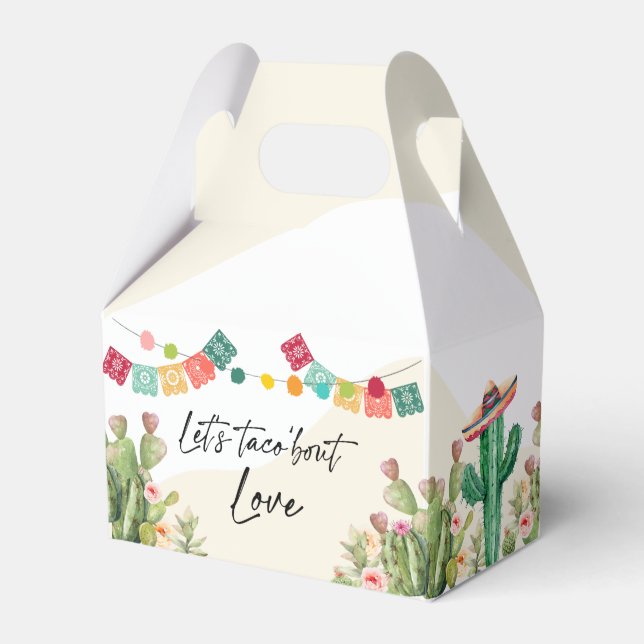 Fiesta Watercolor Cactus Mexican Bridal Shower Favor Box (Front Side)