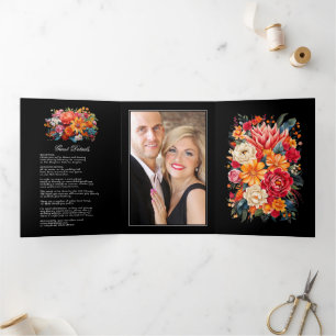 Fiesta Wedding Guest Details, Photo & QR Code Tri-Fold Invitation