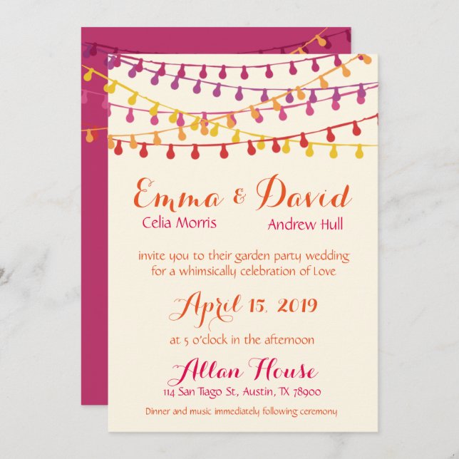 Fiesta Wedding Invitation Colourful Mexican Party (Front/Back)