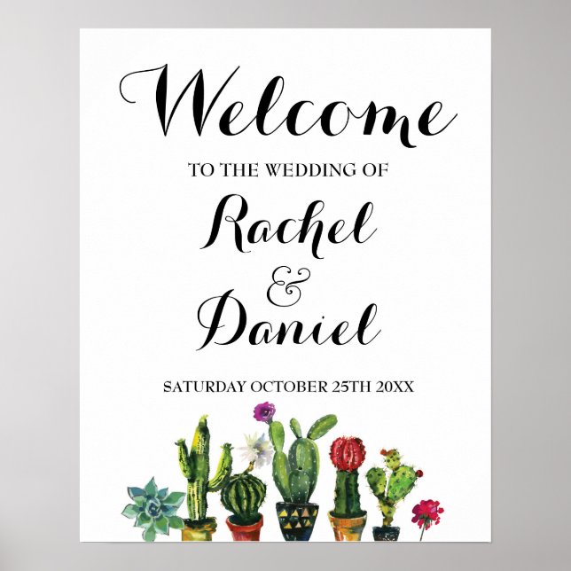 Fiesta Welcome Poster Wedding Mexico Cactus Poster (Front)