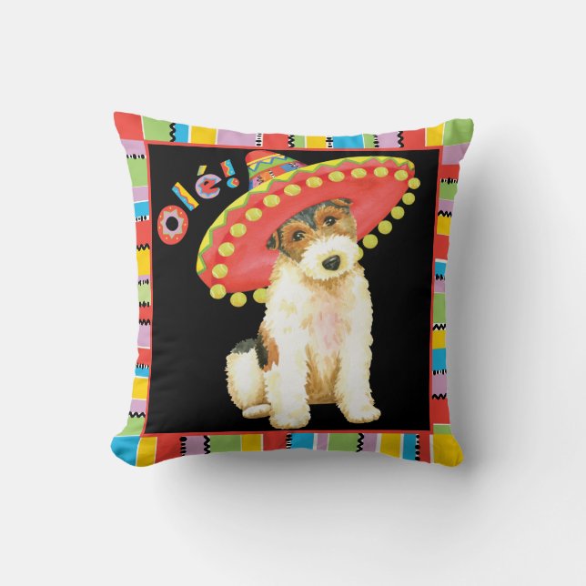 Fiesta Wire Fox Terrier Throw Pillow (Front)