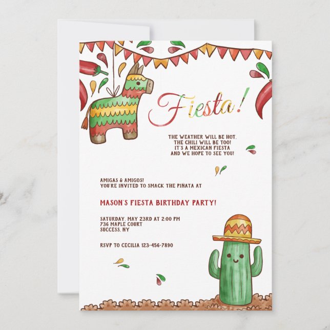 Fiesta with Piñata Invitation (Front)