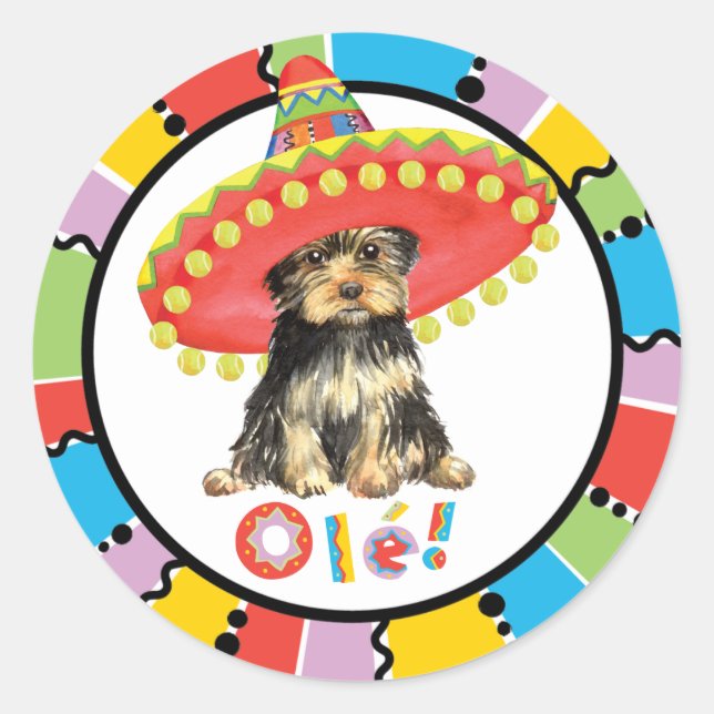 Fiesta Yorkie Classic Round Sticker (Front)