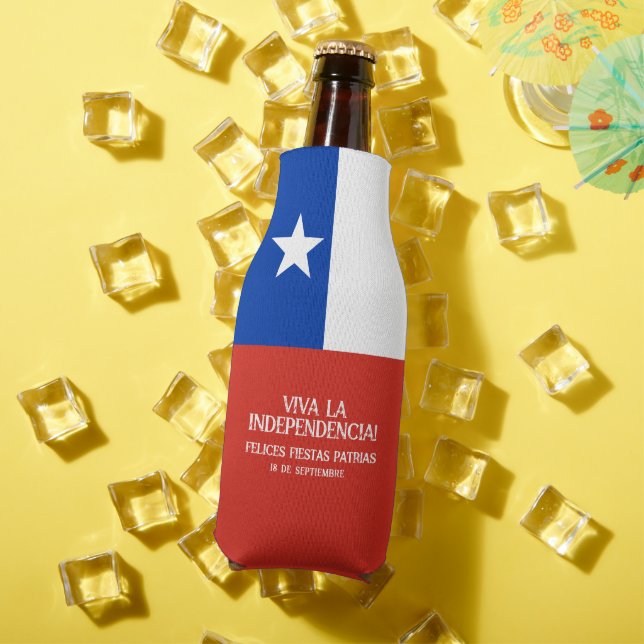 Fiestas Patrias Independence Day Chile Flag Bottle Cooler (In Situ Summer)