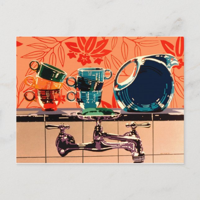 Fiestaware and the Kitchen Sink Postcard (Front)