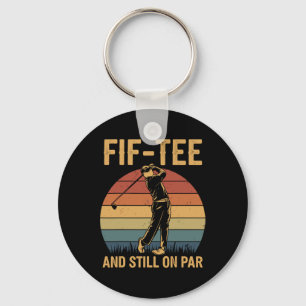Fif-tee Golf Birthday Decorations Golf Pun And Sti Keychain