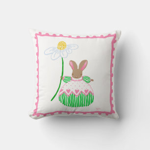 'fifi' daisy bunny in pink and green  pillow