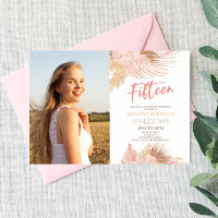 Fifteen Boho Pink Photo 15th Birthday Party