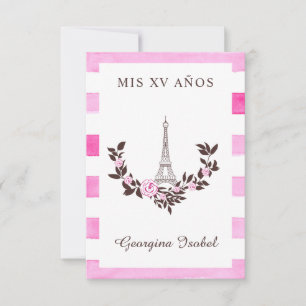 Fifteen Years Old Floral Design Paris Pink Ray Thank You Card