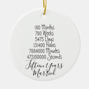Fifteenth Anniversary 15th married years wedding Ceramic Ornament