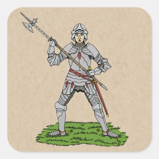 Fifteenth Century English Knight Square Sticker (Front)