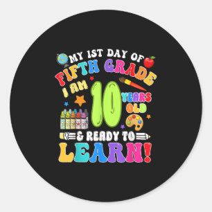 Fifth 5th Grade First Day Of School Boys Girls Classic Round Sticker
