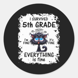 Fifth 5th Grade Grad 2025 I Survived 5th Grade Classic Round Sticker