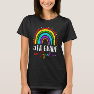 Fifth 5th Grade Squad Cute Rainbow Back To School T-Shirt