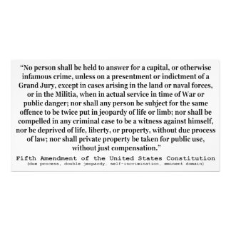 Fifth Amendment to the United States Constitution Photo Print