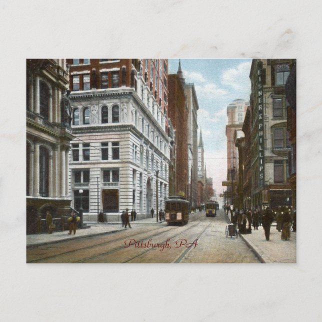 Fifth Ave. and Wood Street Vintage Postcard (Front)