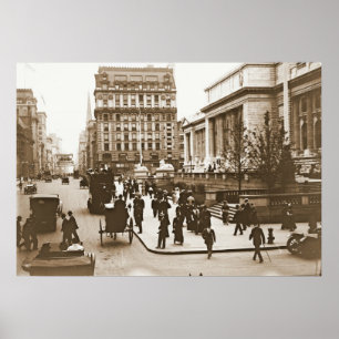 Fifth Avenue & New York City Public Library 1908 Poster