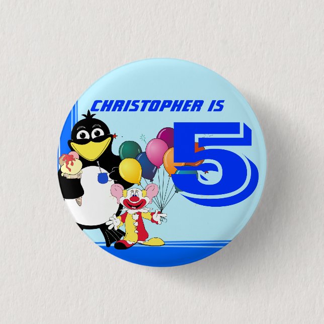 Fifth birthday 1 inch round button (Front)