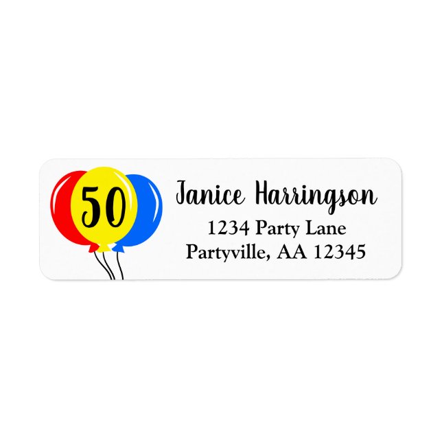 Fifth Birthday Balloons Address (Front)