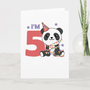 Fifth Birthday Panda For Kids 5 Years Card