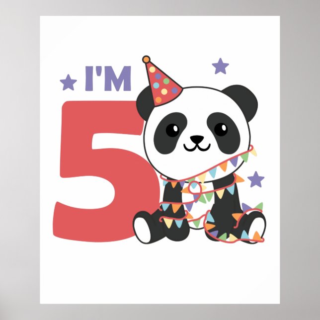 Fifth Birthday Panda For Kids 5 Years Poster (Front)