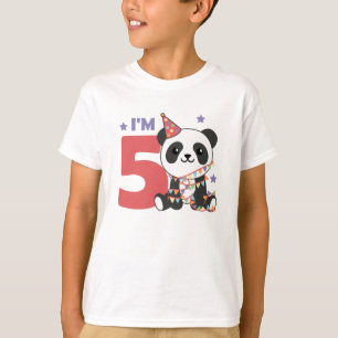 Fifth Birthday Panda For Kids 5 Years T-Shirt