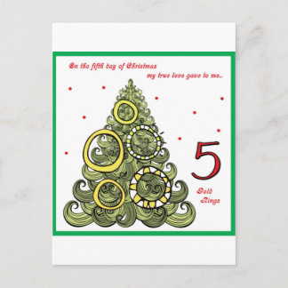 Fifth Day of Christmas Holiday Postcard