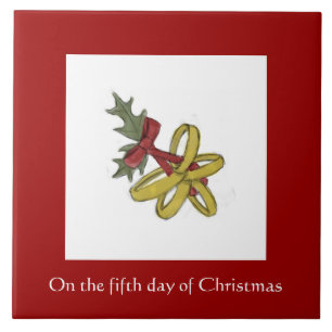 Fifth Day of Christmas Tile - Golden Rings