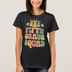 Fifth Grad Squad Teacher  Retro Groovy Easter Bunn T-Shirt