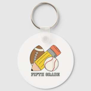 Fifth Grade 5th Grade Baseball Football Kids Back Keychain