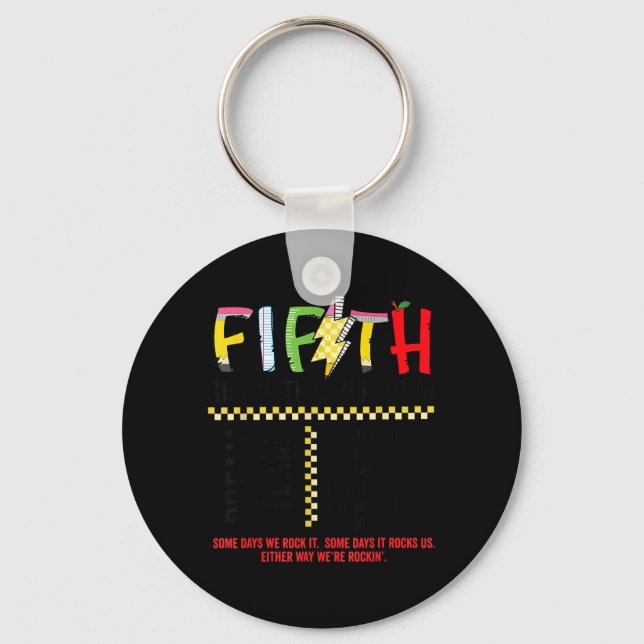 Fifth Grade Dream Team Rocks Back to School Keychain (Front)