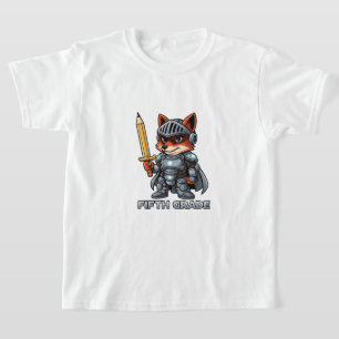 Fifth Grade Fox Knight Warrior Back to School T-Shirt