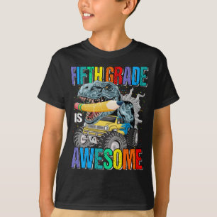 Fifth Grade Is Awesome Monster Truck Dinosaur T-Shirt