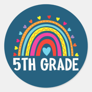 Fifth Grade Rainbow Back To School Team 5th Classic Round Sticker