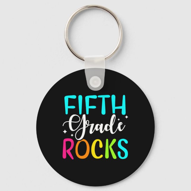 Fifth Grade Rocks  Team 5th Grade Teacher  Keychain (Front)