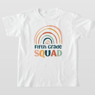 Fifth Grade Squad retro boho rainbow colorful T-Shirt