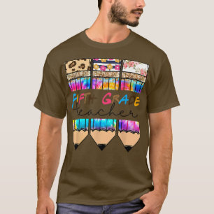 Fifth Grade Teacher Leopard Tie Dye Pencil Back To T-Shirt
