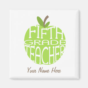 Fifth Grade Teacher Magnet - Green Apple