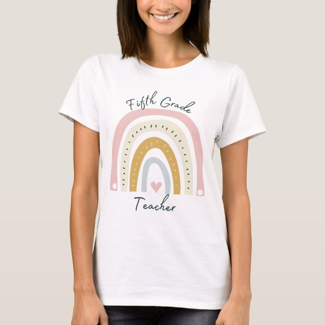 Fifth Grade Teacher Pastel Colours Design T-Shirt (Front)